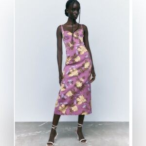 Zara Satin Corset Midi Dress- size small with tags